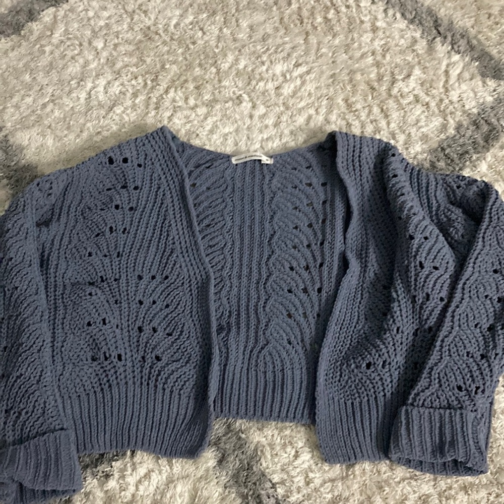 blue crop cardigan